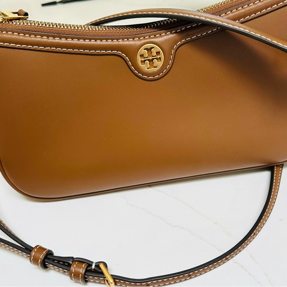 Tory Burch T Monogram Leather Studio Bag in Moose Brown - Picture 15 of 16